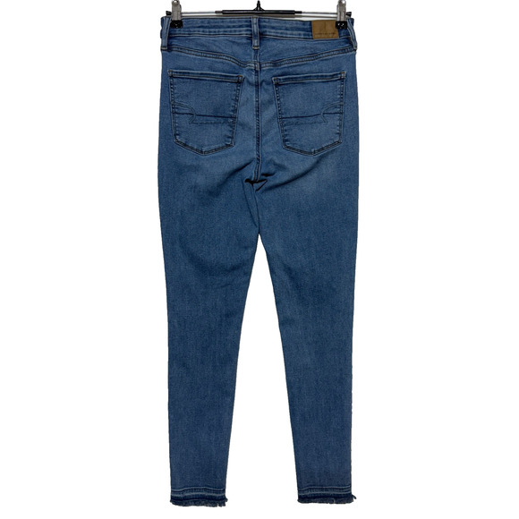 American Eagle Jeans Women 8 Long Blue 28x28 Lace Up Next Level Stretch Jegging - Picture 2 of 9